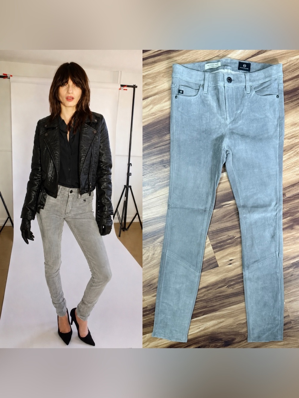 🔥 Ag Adriano Goldschmied Suede Lambs Leather Jeans 🔥